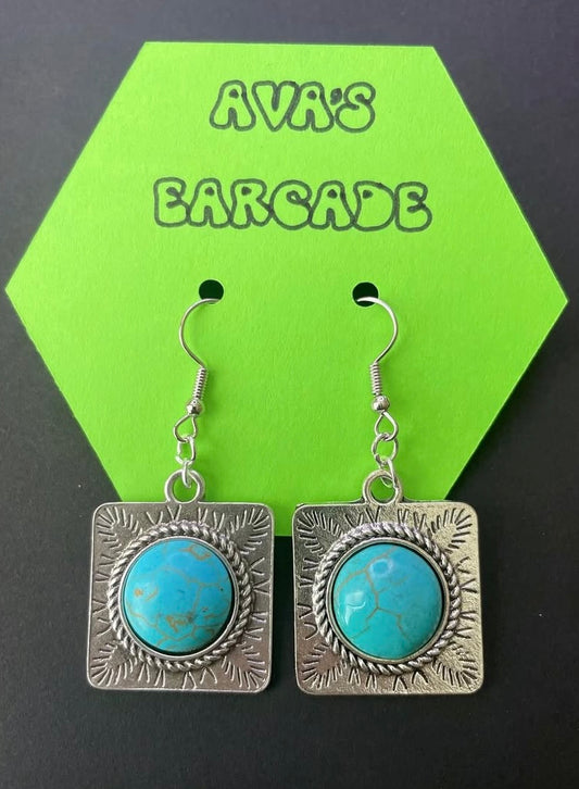 Square Tide Turquoise Earrings