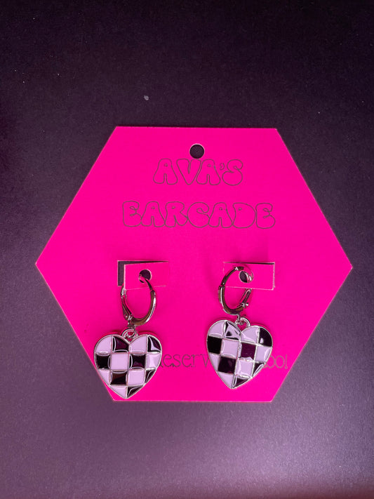 Checkmate Hearts Valentines Earrings