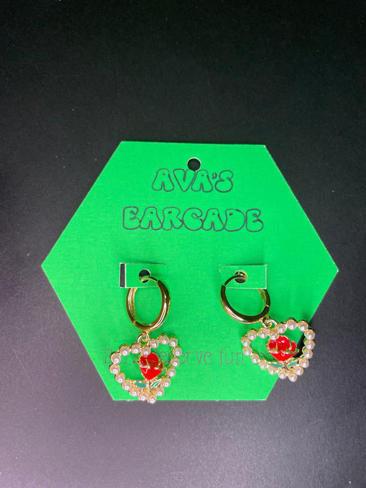Rosy Romance Hearts Valentines Earrings