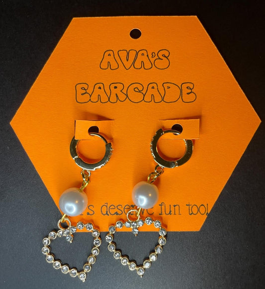 Pearly Heart Cubic Zirconia Earrings