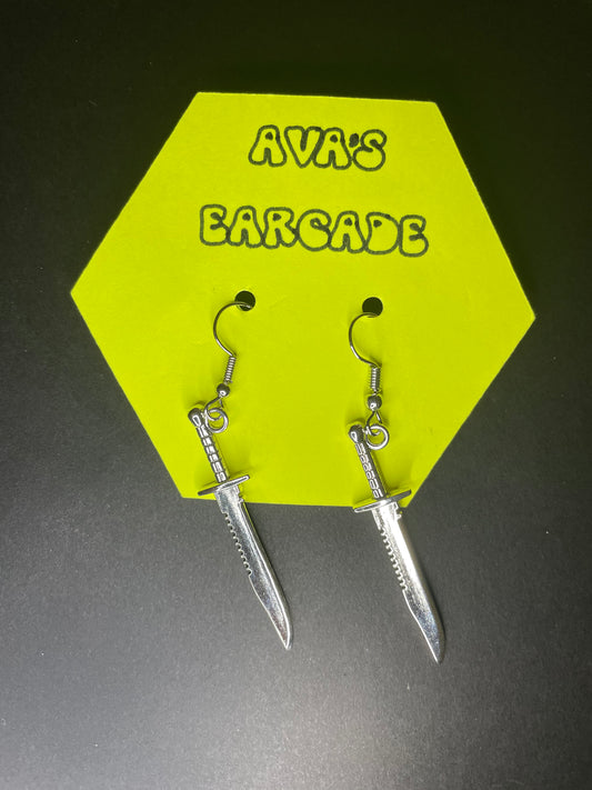Cutthroat Knife Sword Earrings