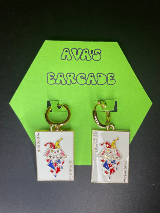 Joker Playing Card Earrings