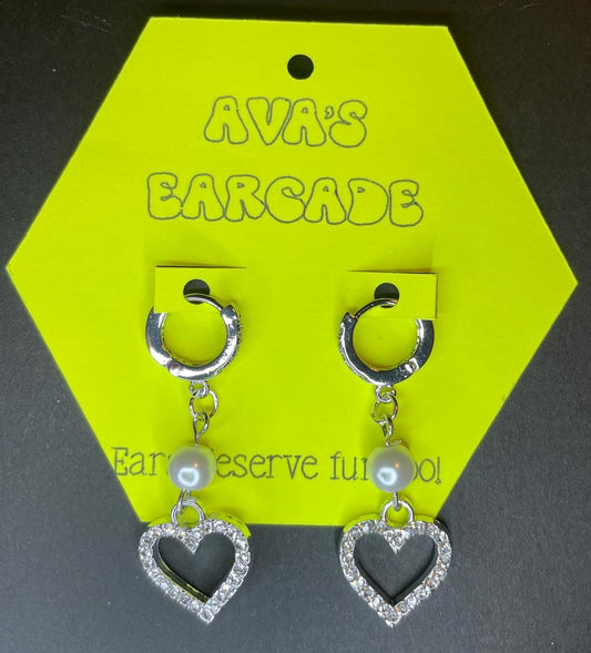 Pearly Heart Cubic Zirconia Earrings