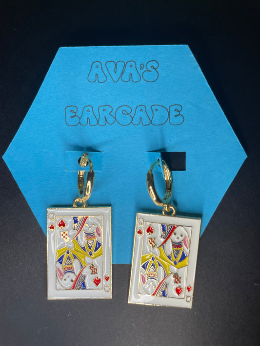 Queen Playing Card Earrings