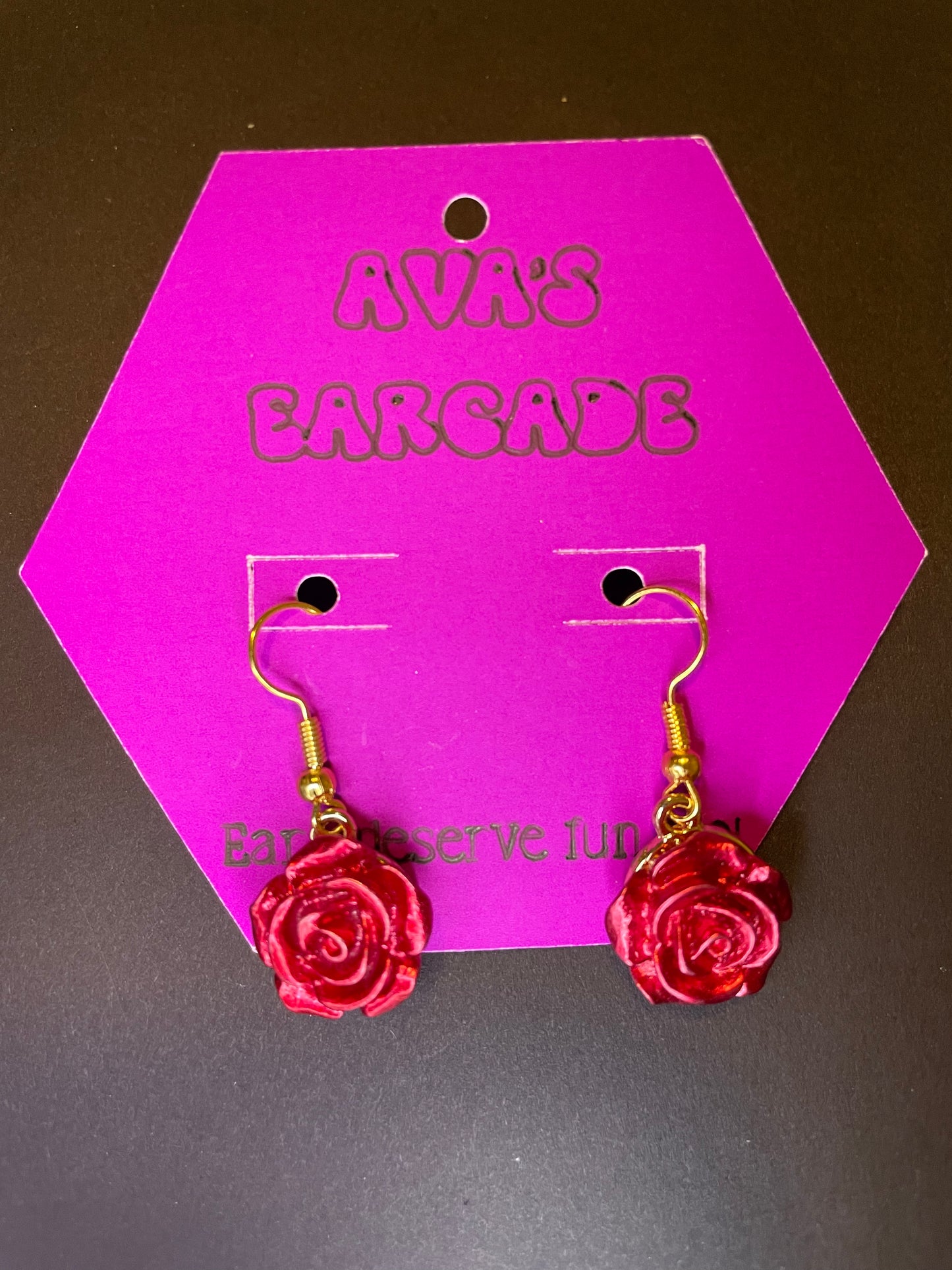 Crimson Bloom Rose Earrings