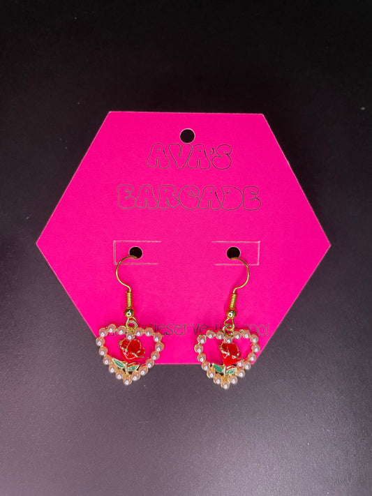 Rosy Romance Hearts Valentines Earrings
